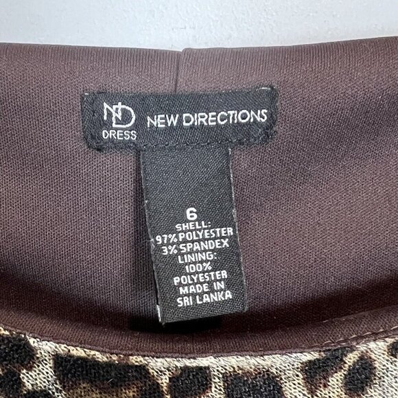 New Directions Leopard Print Dress Long Sleeve Size 6 Twist Knot Detail - Picture 3 of 6